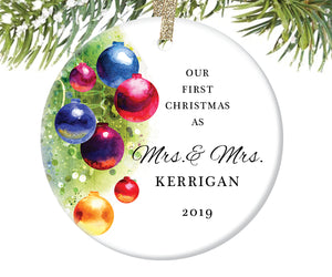 First Christmas as Mrs and Mrs Ornament, Personalized | 470