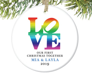 First Christmas Together LOVE Ornament, Personalized | 474