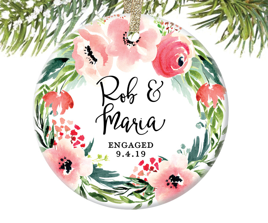 Engaged Christmas Ornament, Personalized | 487