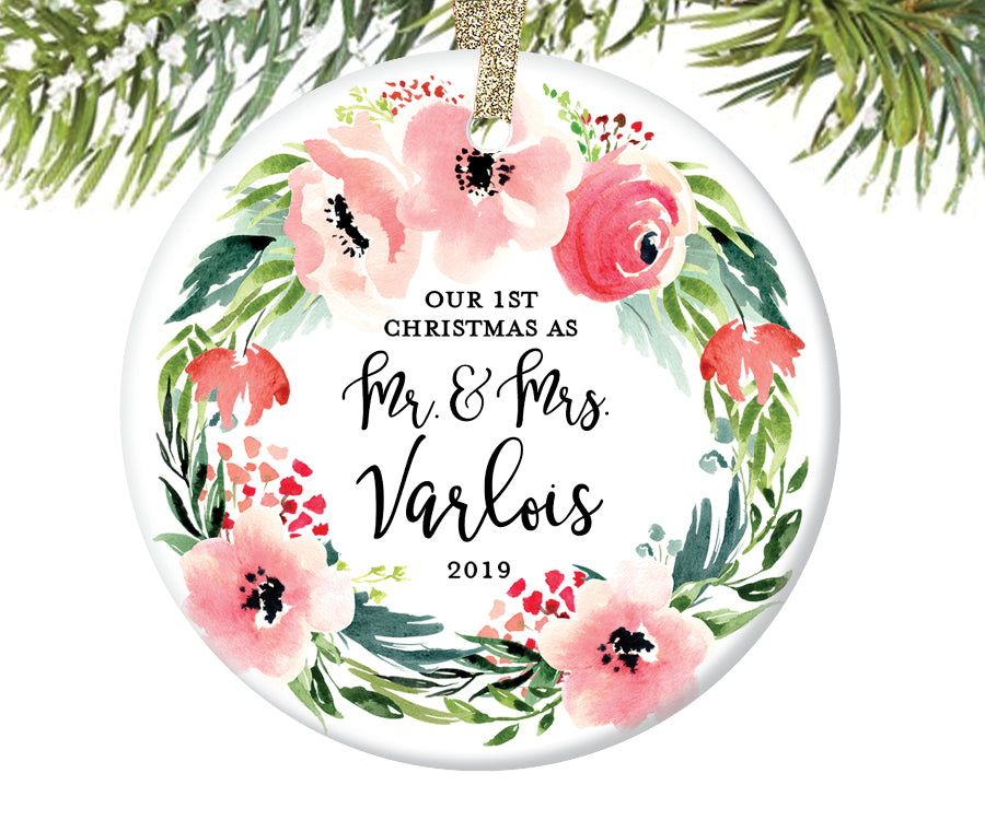 1st Christmas as Mr and Mrs Ornament, Personalized | 491