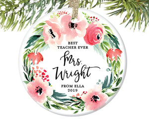 Best Teacher Ever Christmas Ornament, Personalized | 492
