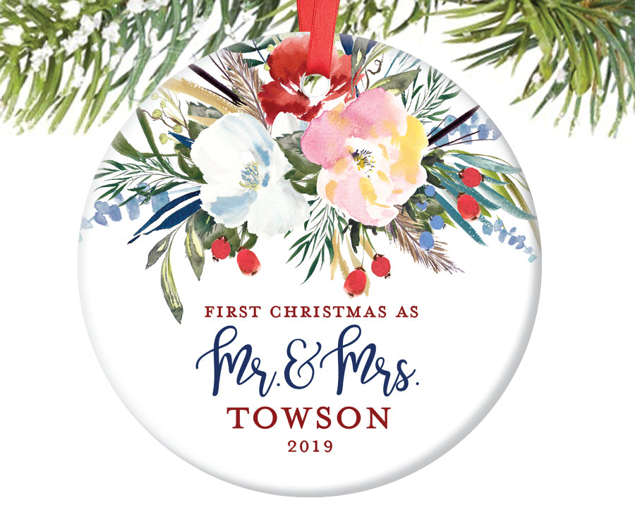 First Christmas as Mr and Mrs Ornament, Personalized | 496