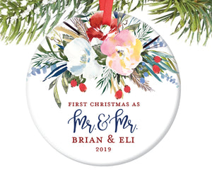 First Christmas as Mr and Mr Ornament, Personalized | 497