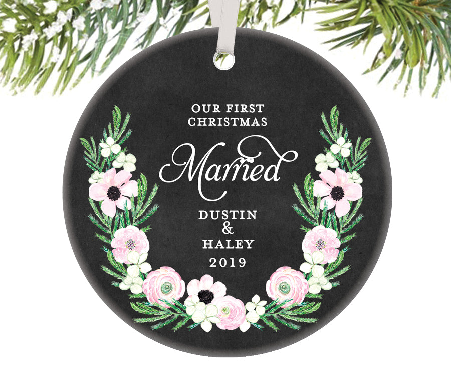 First Christmas Married Ornament, Personalized | 512