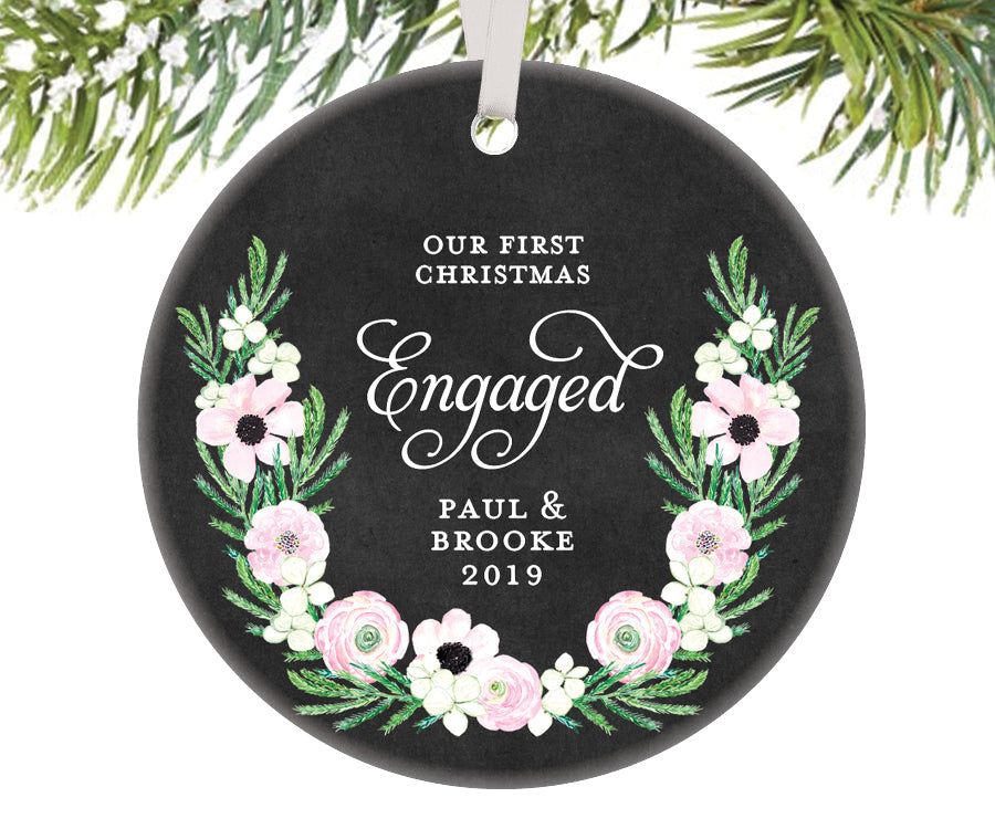 First Christmas Engaged Ornament, Personalized | 513