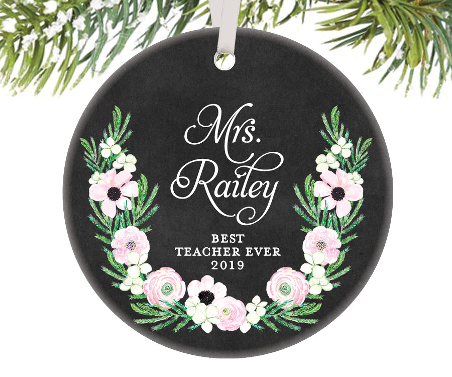 Best Teacher Ever Christmas Ornament, Personalized | 518