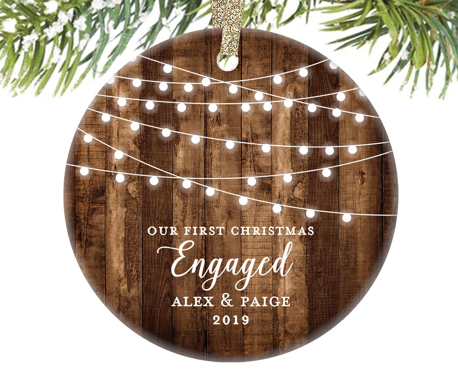 First Christmas Engaged Ornament, Personalized | 521