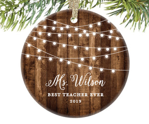 Best Teacher Ever Christmas Ornament, Personalized | 526