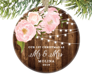 1st Christmas as Mr and Mrs Ornament, Personalized | 564