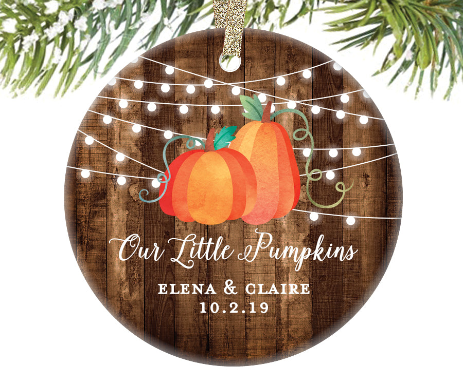 Our Little Pumpkins Ornament for Twins, Personalized | 580