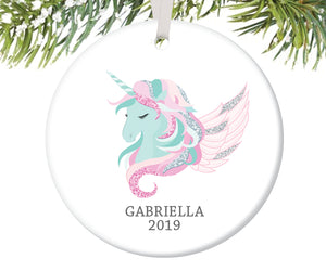 Unicorn Christmas Ornament, Personalized | 590