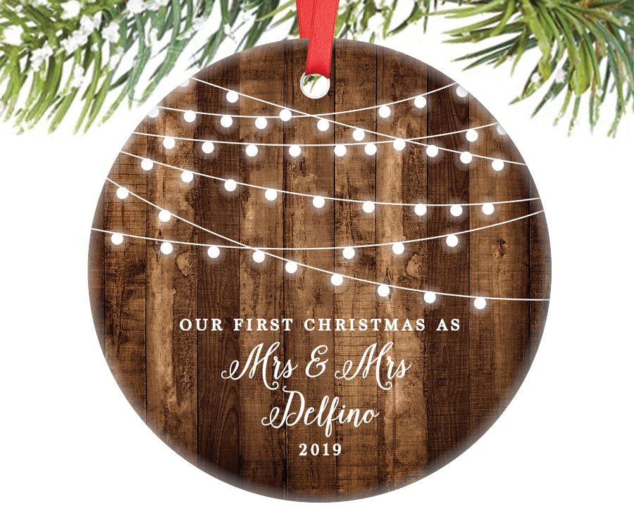 First Christmas as Mrs and Mrs Ornament, Personalized | 607