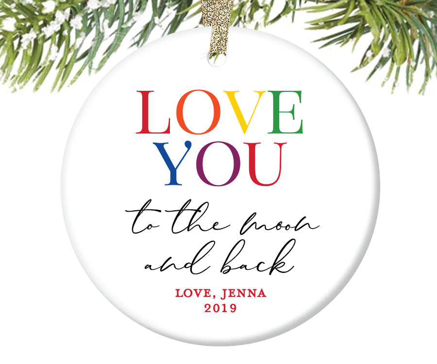 Love You To The Moon And Back Christmas Ornament, Personalized | 616