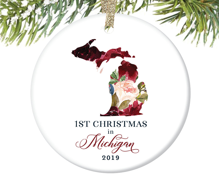 1st Christmas In Michigan Christmas Ornament  |  665