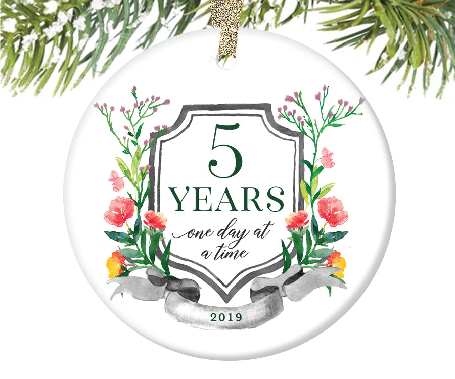 5 Years Sobriety Christmas Ornament  |  683