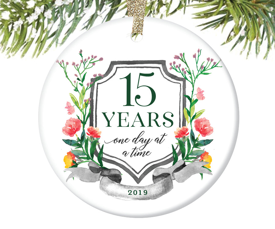15 Years Sobriety Christmas Ornament  |  685