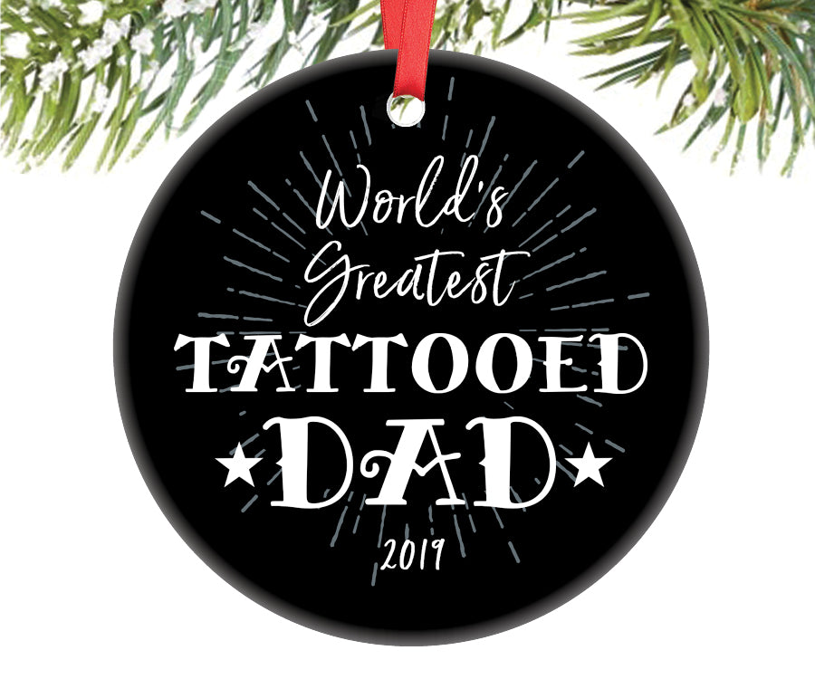 World's Greatest Tattooed Dad Ornament, Personalized | 692