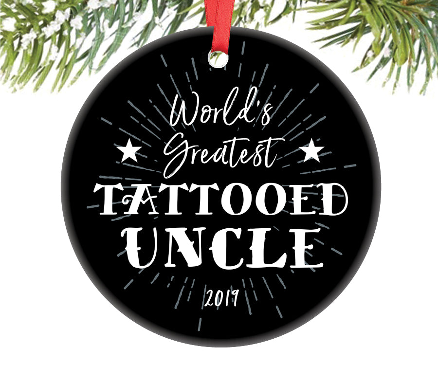 World's Greatest Tattooed Uncle Ornament, Personalized | 693