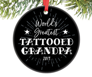 World's Greatest Tattooed Grandpa Ornament, Personalized | 694
