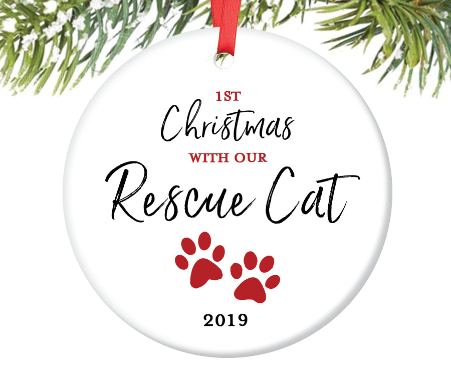 Rescue Cat Christmas Ornament, Personalized | 702