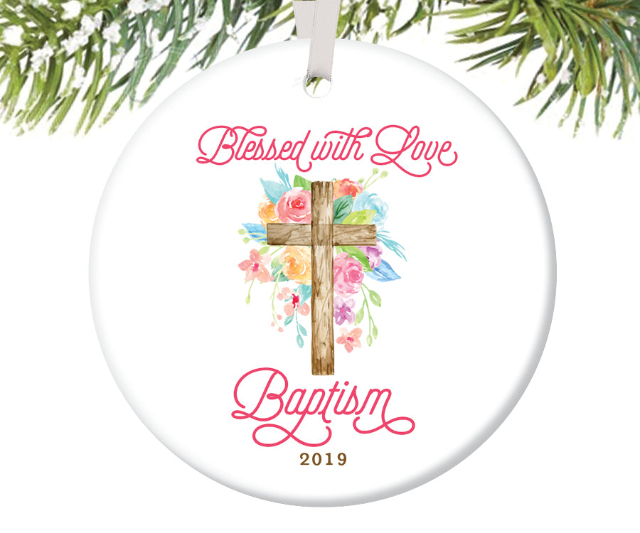 Blessed with Love Baptism Ornament, Personalized | 729