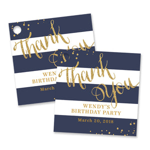 "Wendy" Navy + Gold Birthday Party Favor Tags