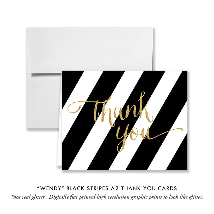 "Wendy" Black + Gold Thank You Card