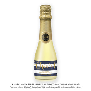 "Wendy" Navy + Gold Birthday Party Champagne Labels