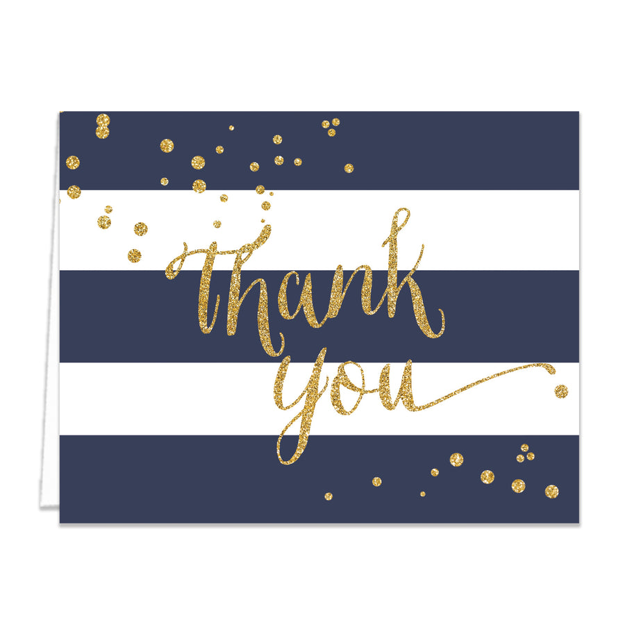 "Wendy" Navy + Gold Thank You Card