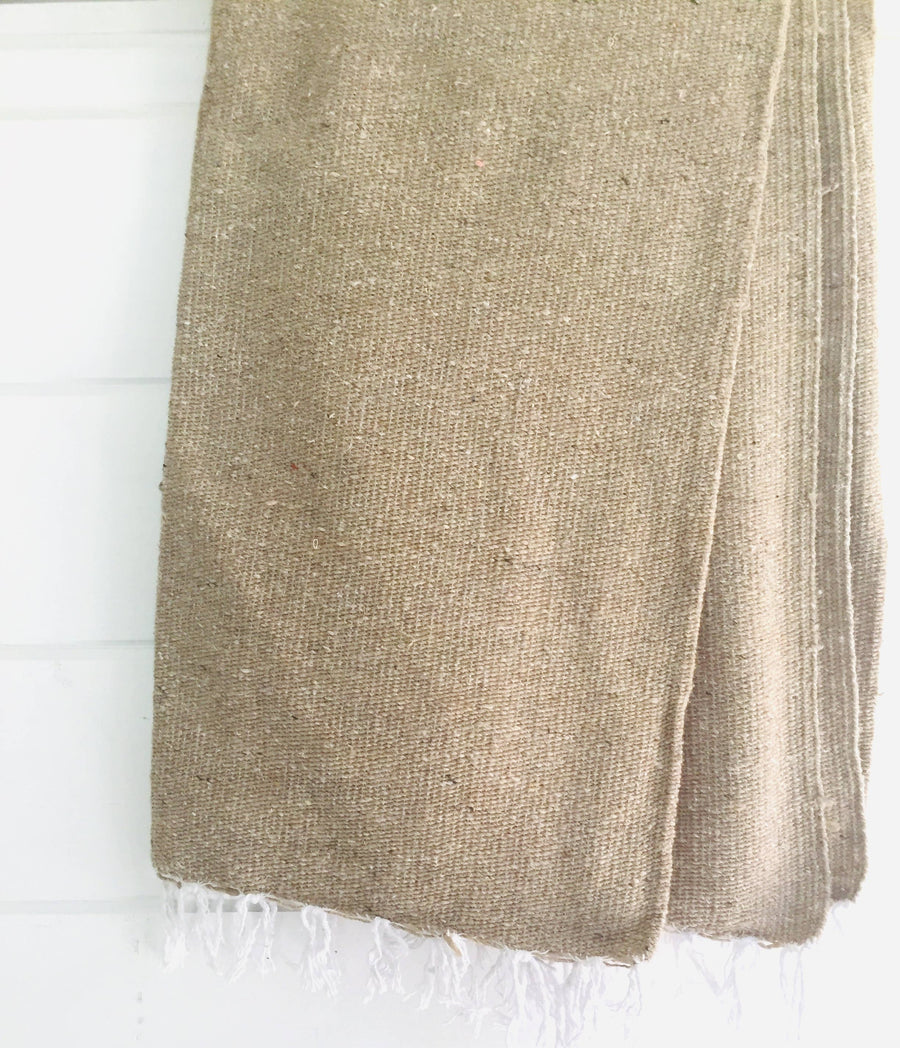 Neutral Oatmeal Handwoven Fringe Blanket