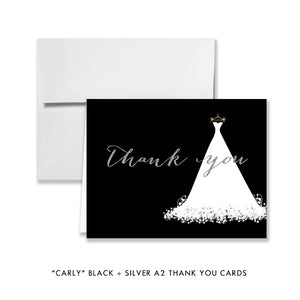 "Carly" Black + Silver Bridal Shower Invitation