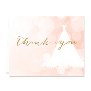 "Carly" Blush + Gold Glitter Bridal Thank You Card