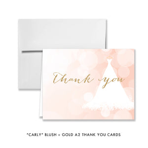 Wedding Dress Bridal Shower Invites Gold and Pink | Carly