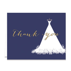 "Carly" Navy + Gold Glitter Bridal Thank You Card