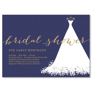 Navy Bridal Shower Invitations with Dress | Carly