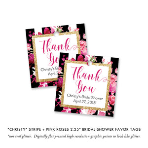 Striped Bridal Shower Pink and Black Invites | Christy