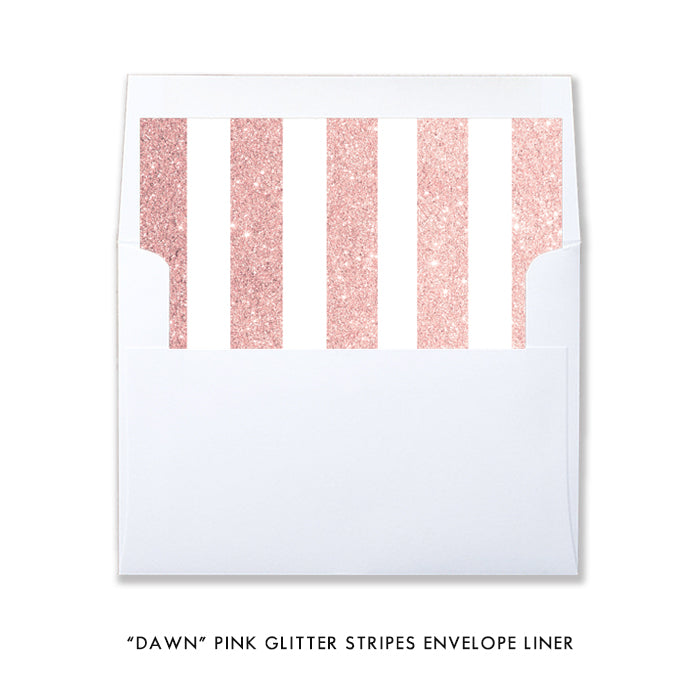 "Dawn" Pink Glitter Stripes Lingerie Shower Invitation