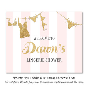 "Dawn" Pink & Gold Lingerie Shower Invitation