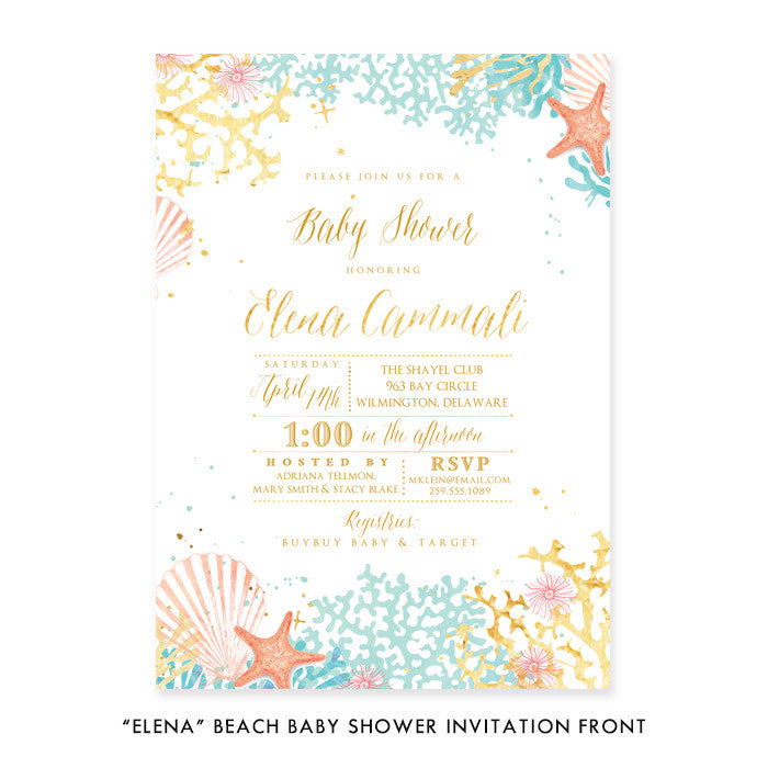 "Elena" Beach Baby Shower Invitation