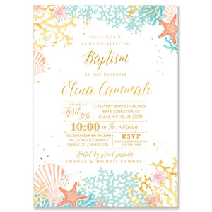 "Elena" Beach Baptism Invitation