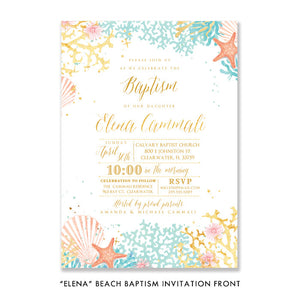 "Elena" Beach Baptism Invitation