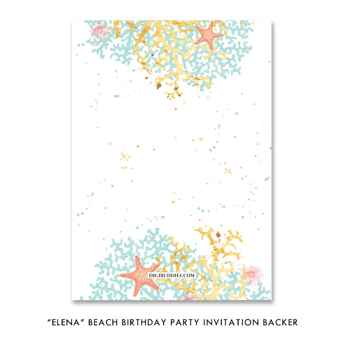 "Elena" Beach Birthday Party Invitation