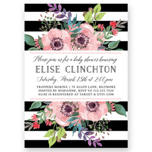 "Elise" Garden Floral Baby Shower Invitation