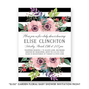 "Elise" Garden Floral Baby Shower Invitation