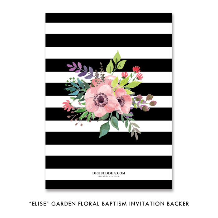 “Elise” Garden Floral Baptism Invitation