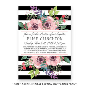 “Elise” Garden Floral Baptism Invitation