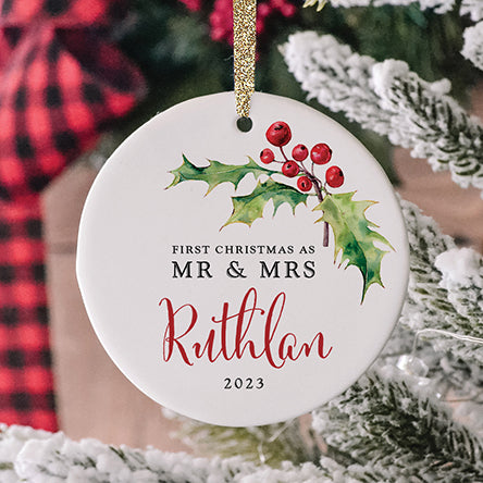 First Christmas as Mr and Mrs Ornament, Personalized | 59