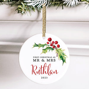 First Christmas as Mr and Mrs Ornament, Personalized | 59