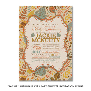 "Jackie" Autumn Leaves Baby Shower Invitation