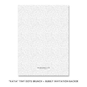 Elegant Chic Dots + Aqua Brunch & Bubbly Bridal Shower Invitation with fun tiny dots and gold champagne glasses